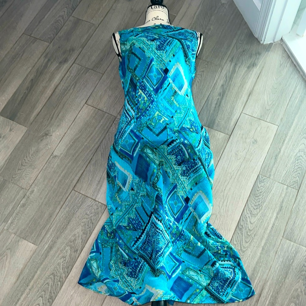 Gorgeous shift turquoise print dress NWOT